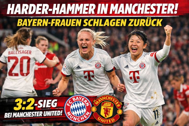 Harder-Doppelpack und Joker Tanikawa lassen die Bayern-Frauen in Manchester jubeln.