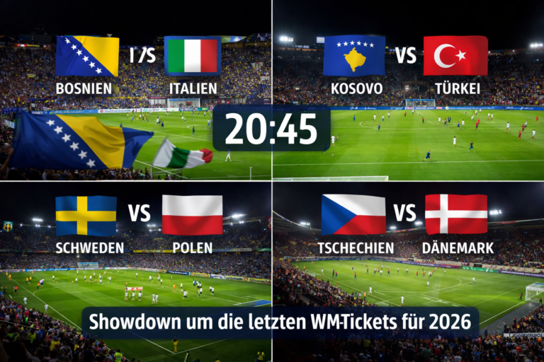 Vier Finals, vier letzte Chancen: Europas Playoff-Nächte entscheiden heute über die letzten WM-Tickets für 2026.