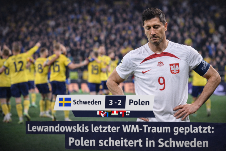Lewandowskis letzter WM-Traum platzt: Polen verliert in Schweden mit 2:3 und verpasst die WM 2026.
