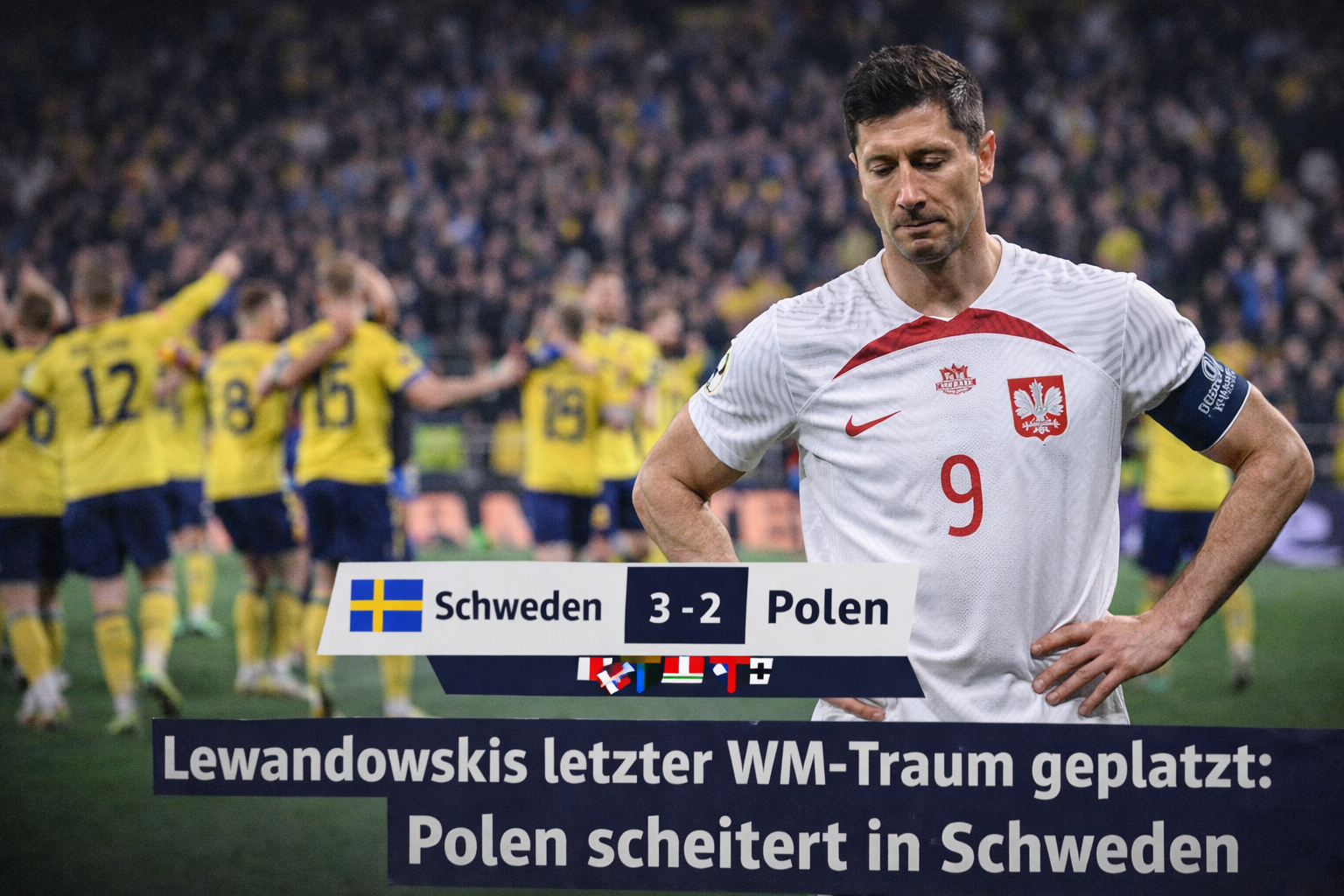 Lewandowskis letzter WM-Traum platzt: Polen verliert in Schweden mit 2:3 und verpasst die WM 2026.